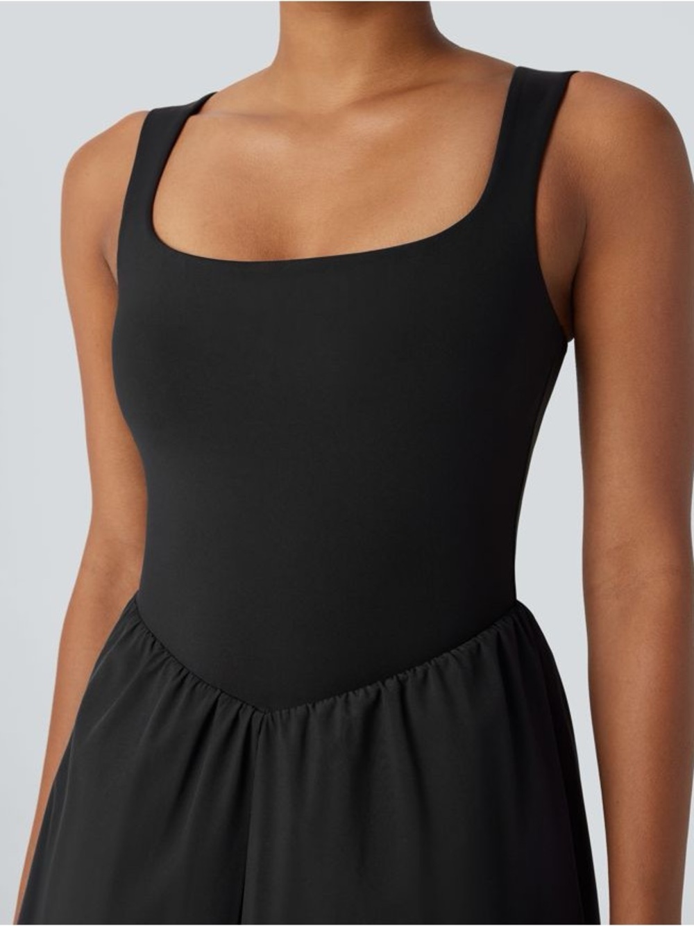 NWT Halara Breezeful Square Neck Active Dress M Black Built In Shorts Pockets - Picture 5 of 15